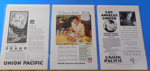 Ads Union Pacific Railroad Lot #32 Advertisements from various magazines (10)