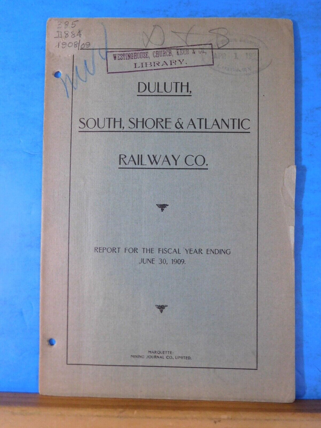 Duluth South Shore & Atlantic Railway Co Annual Report 1909