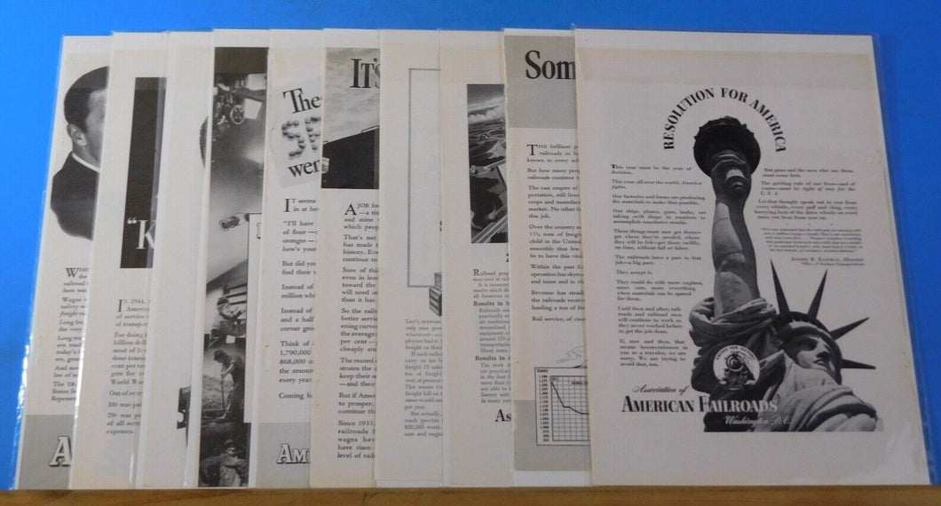 Ads Association of American Railroads Lot #14 Advertisements from magazines (10)