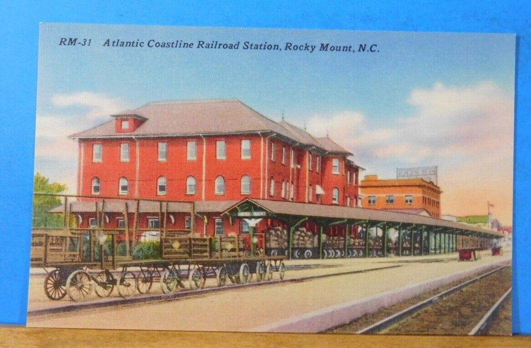 Postcard Atlantic Coast Linerailroad station Rocky Mount NC Card #RM-31
