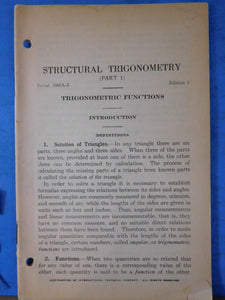 ICS Structural Trigonometry #3065 Lot of 2 booklets Part 1 and 2
