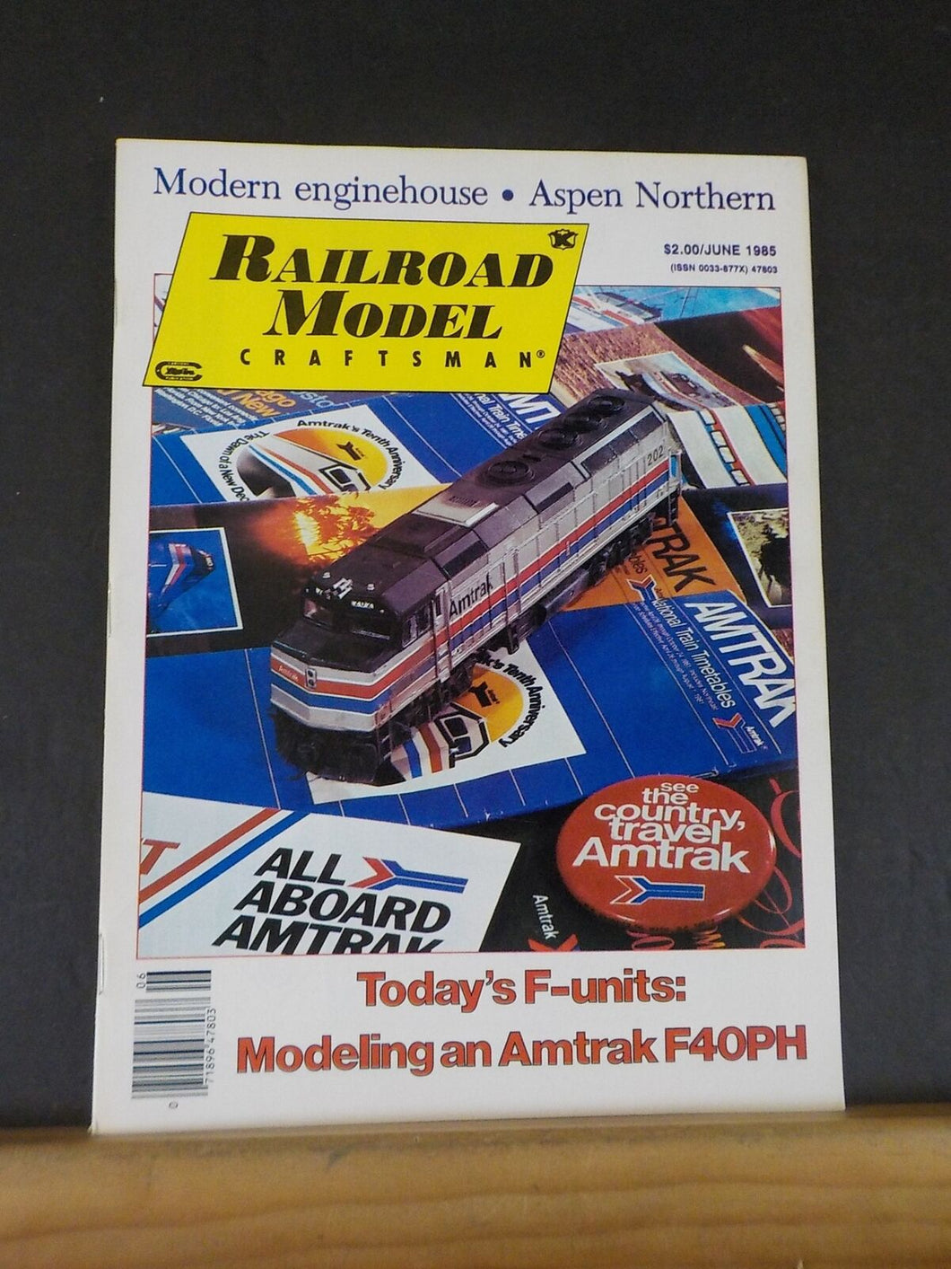 Railroad Model Craftsman Magazine 1985 June Amtrak F40PH Modern enginehouse Aspe