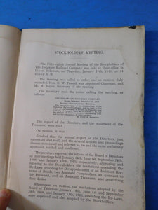Delaware Railroad Company Annual report 1909 October 31 Damaged