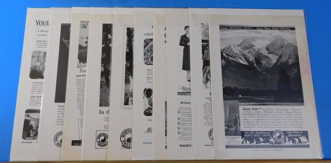 Ads Northern Pacific Railroad Lot #13 Advertisements from Various Magazines (10)