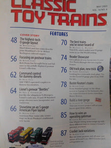 Classic Toy Trains 2003 May High Tech O gauge layout American Flyer Layout ETS