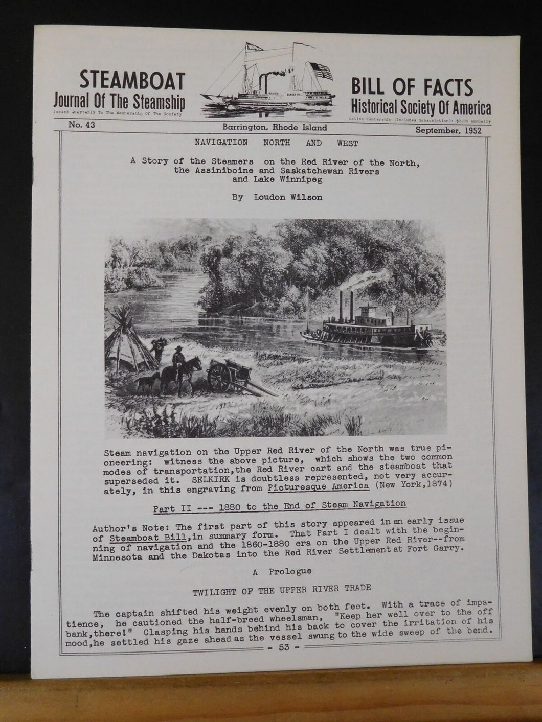 Steamboat Bill #43 September 1952 Journal of the Steamship Historical Society