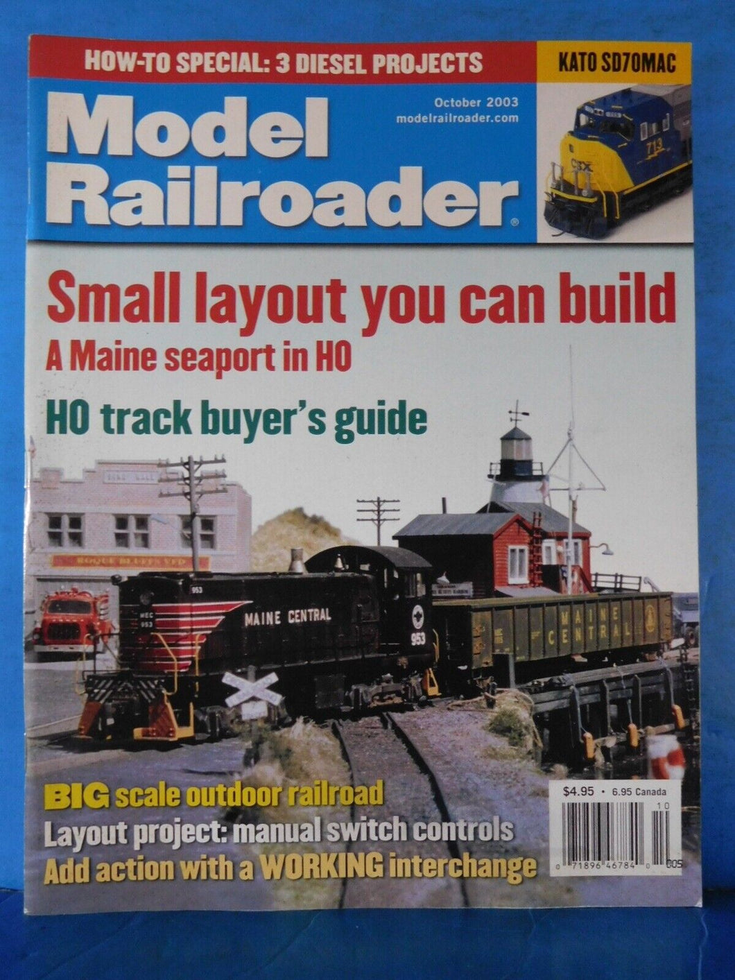 Model Railroader Magazine 2003 October Small layout ME seaport Manual switch con