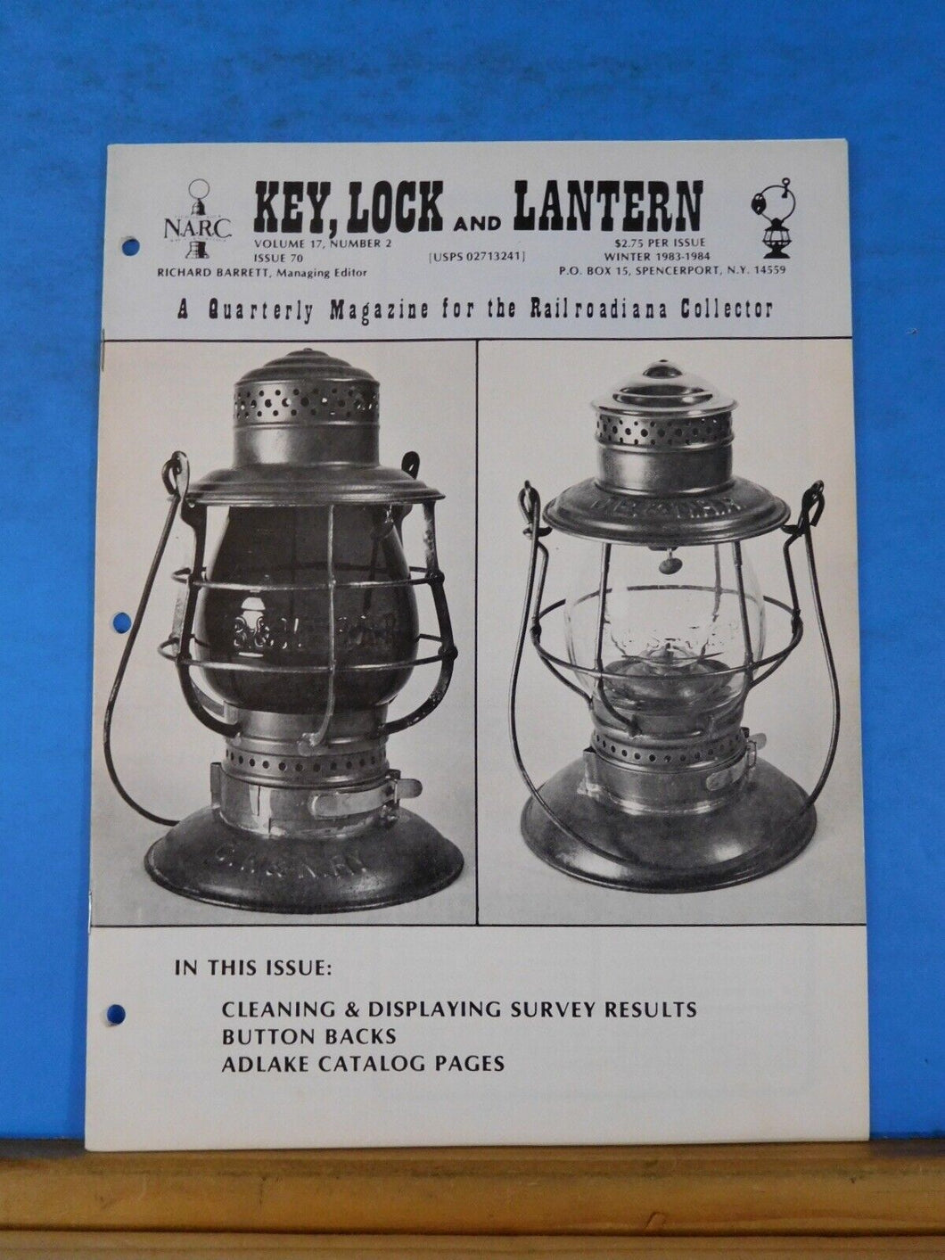 Key Lock and Lantern Magazine #70 Winter 1983-84 V17 #2 Button Backs Adlake Cata