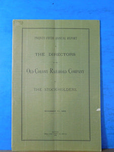 Old Colony Railroad Company Annual Report 1888 November 27
