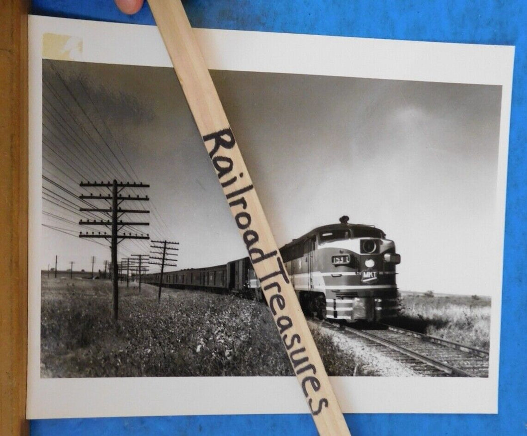 Photo M-K-T Railway Locomotive #153 8 X 10 B&W Katy Near Waco TX 1954
