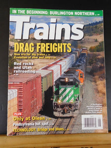 Trains Magazine 2016 June Drag Freights BN Bridge end blues Red Rocks UT RRing