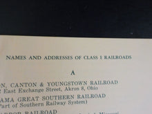 List of Principal Railroads in the United States with Home Address of Each 1954