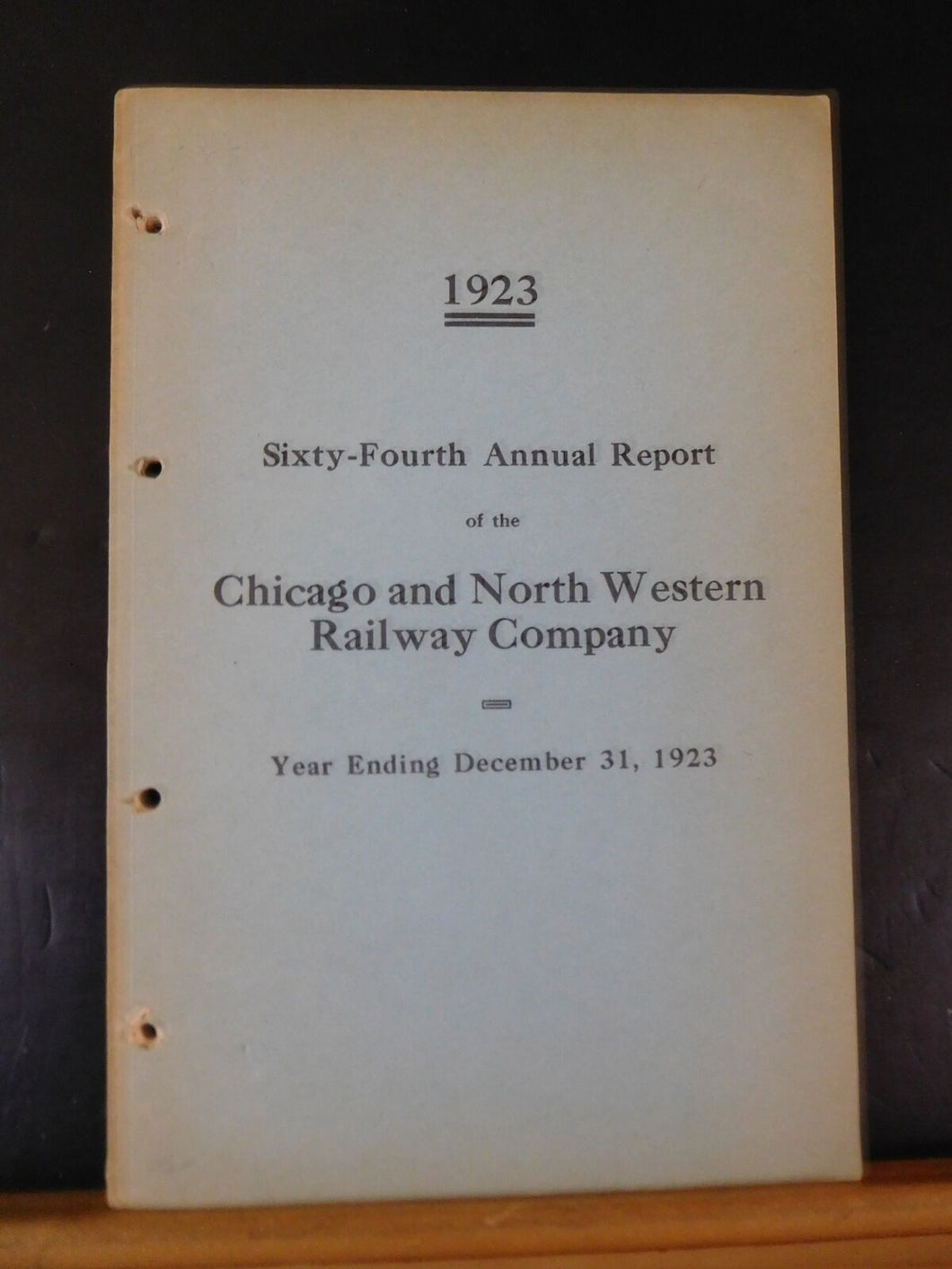 Chicago and North Western Railway Company Annual Report 1923 2 damaged pages