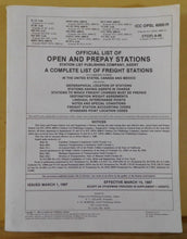 Official List of Open and Prepay stations 1987 March 15