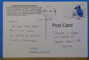 Postcard Lehigh and New England #602 Postmarked 1995 Southeastern PA