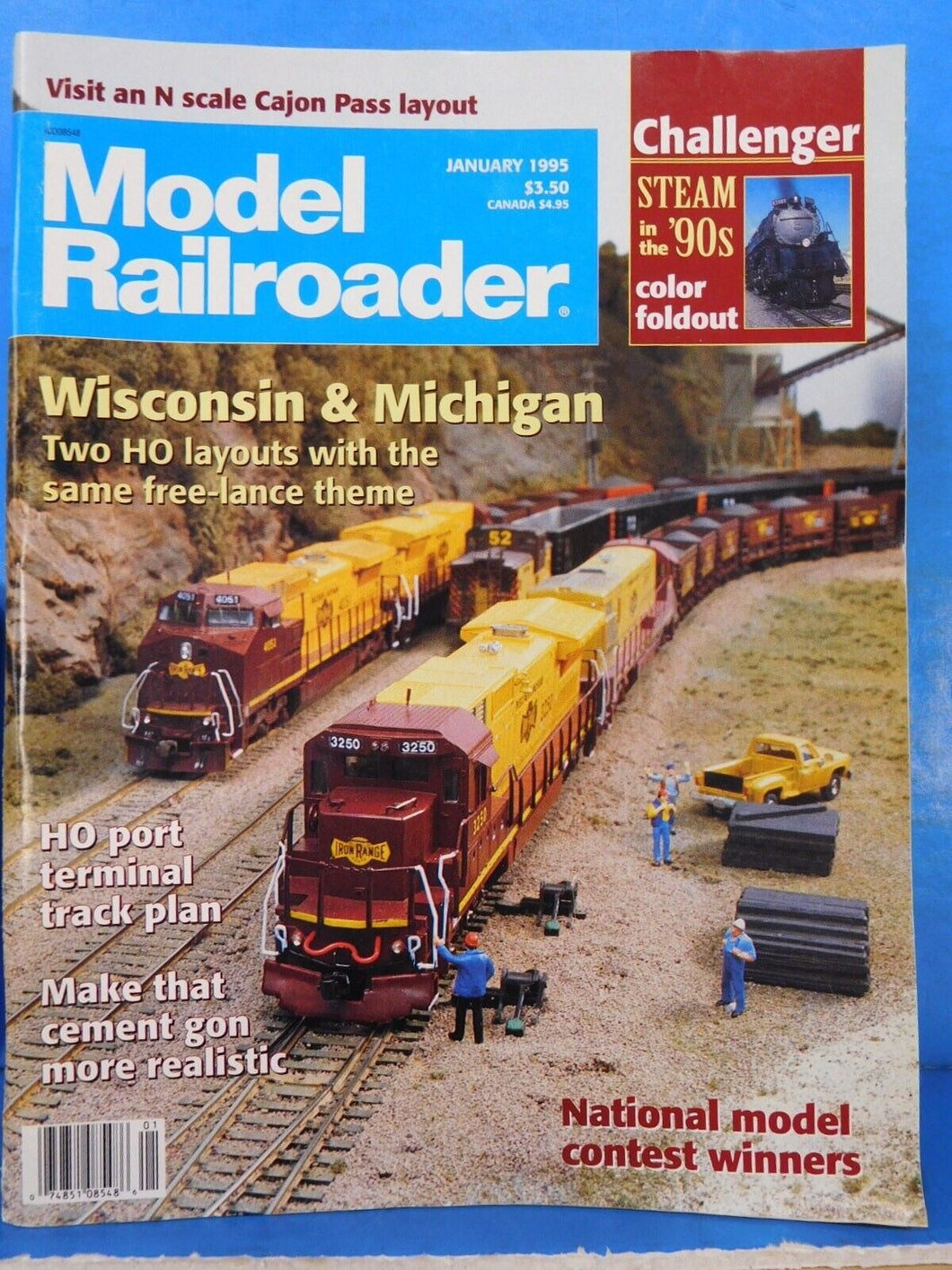 Model Railroader Magazine 1995 January HO port terminal track plan Cement Gon mo
