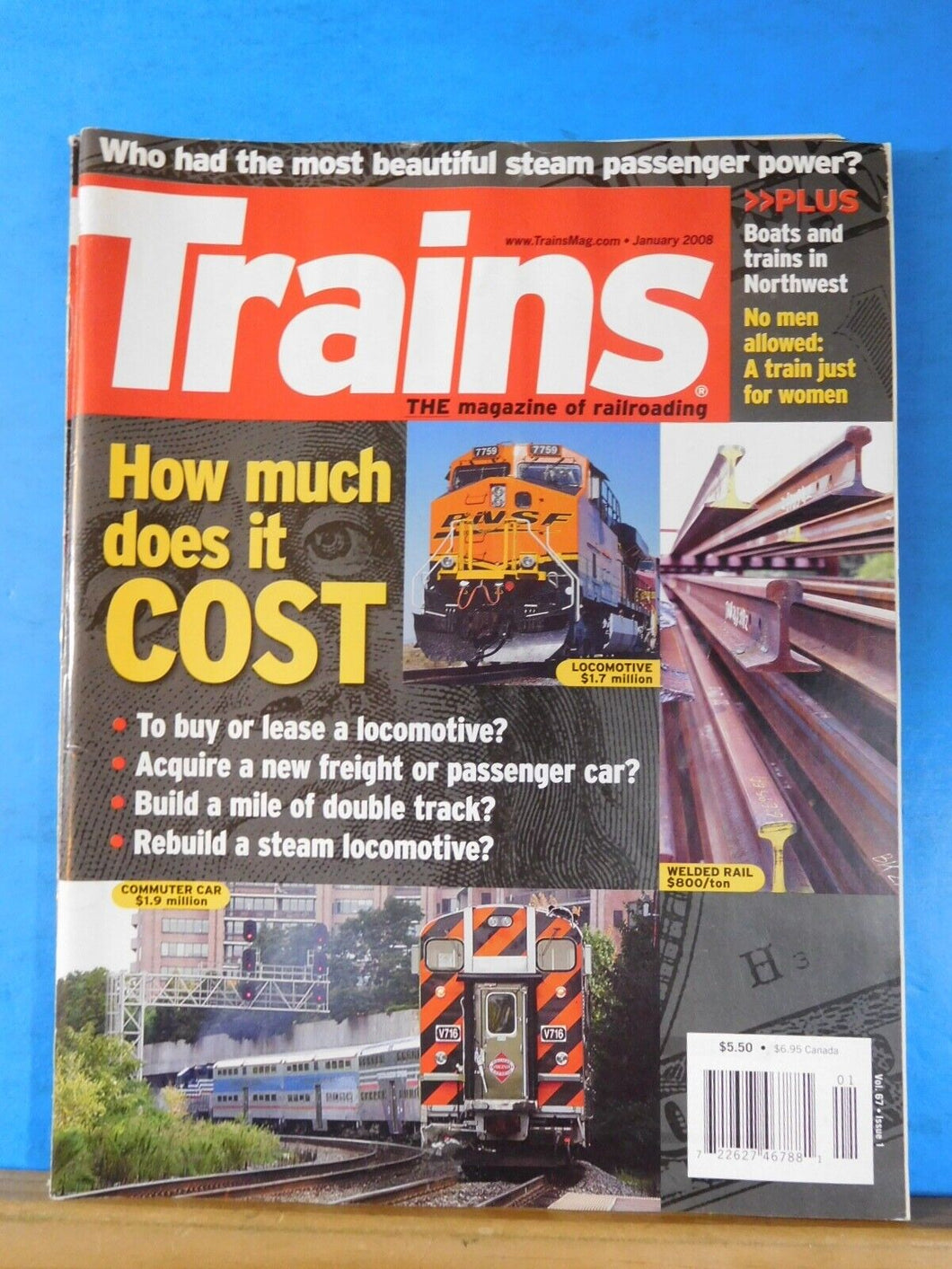 Trains Magazine 2008 January How much does it cost Boats & trains in Northwest