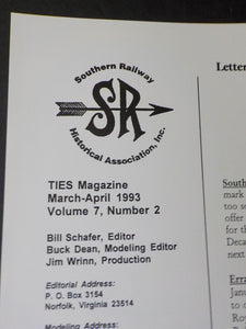 Ties Magazine Southern Railway Historical Assn 1993 March April