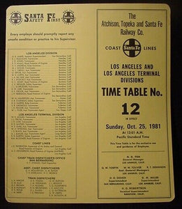 Atchison Topeka & Santa Fe Los Angeles & LA Terminal Div ETT #12 1981 Coast Line