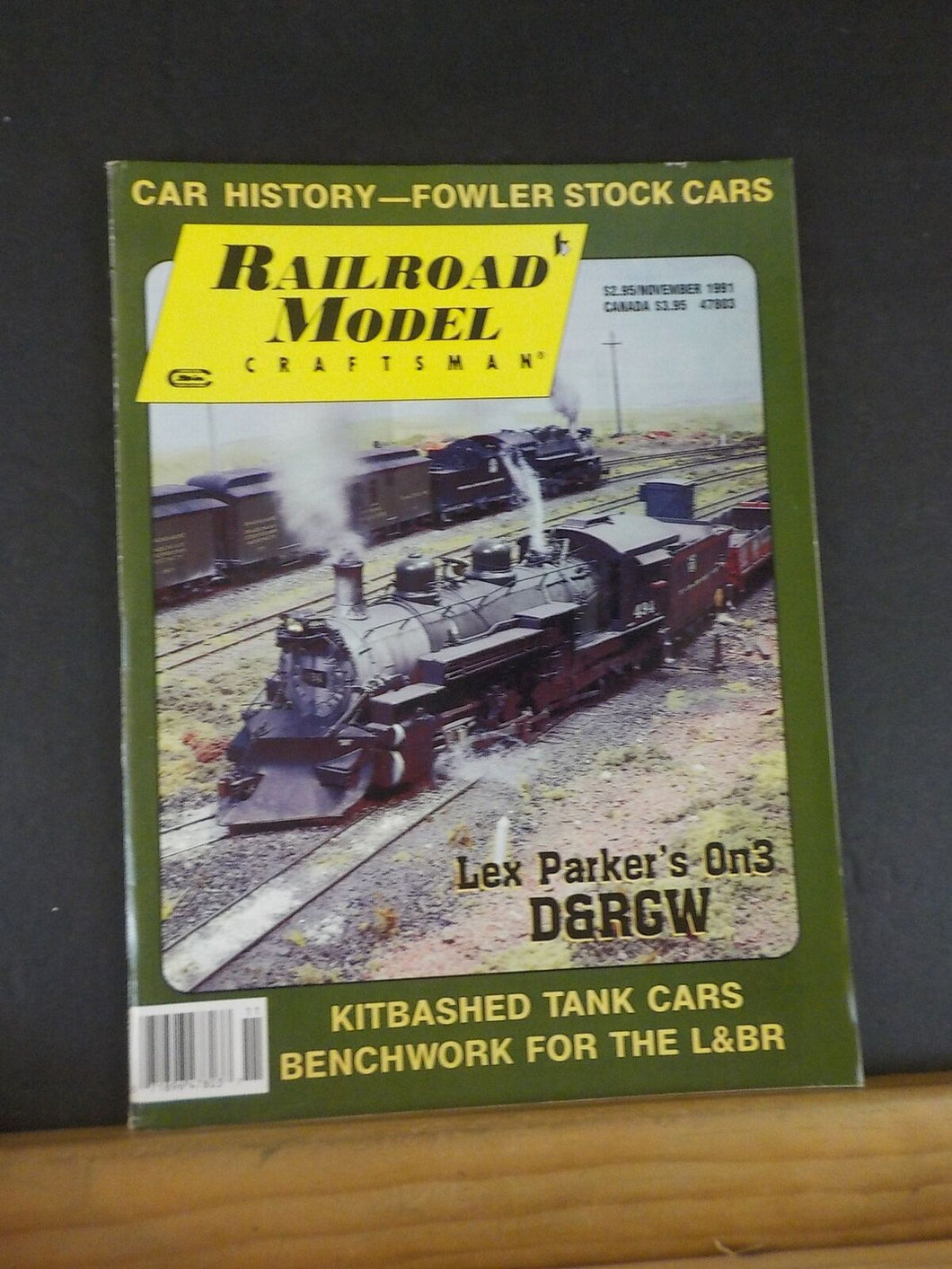 Railroad Model Craftsman Magazine 1991 November Fowler stock car history Tak ca