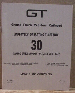 Grand Trunk Western Employee Timetable #30 1979 GTW GT