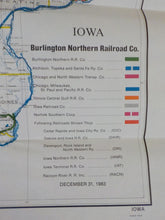 Map Burlington Northern Iowa State Railroad Map 1983 August