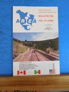 American Railway Engineering Association Bulletin 708 December 1986 Vol 87 AREA
