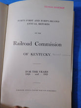 Annual Report Kentucky 1920-1921 Railroad Commission HArd Cover