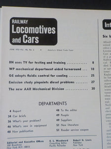 Railway Locomotives and Cars 1972 June Railway BN WP GE Emission study pinpoint