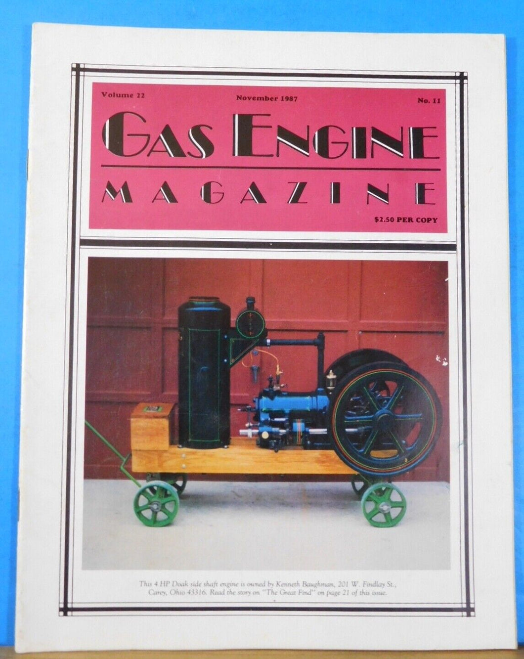 Gas Engine Magazine 1987 November A Callahan Engine A. Stanley Jones: Inventor