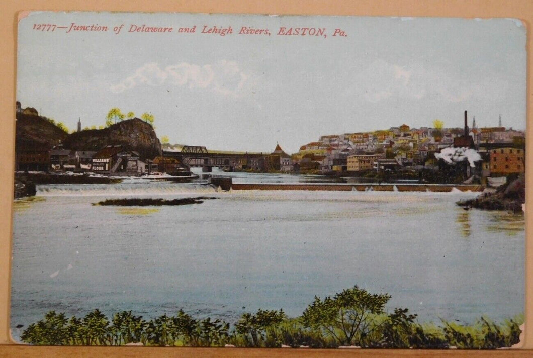 Postcard Junction of the Delaware and Lehigh Rivers Easton PA Card #12777