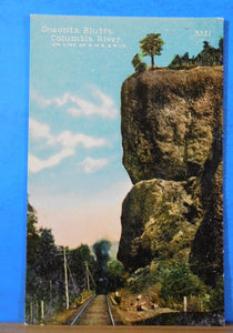 Postcard Oneonta Bluffs Columbia River On Line of O.W.R. & N. Co.