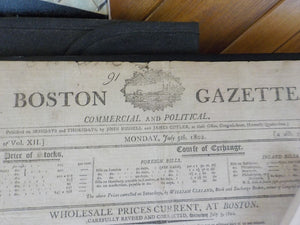 Boston Gazette Commercial and Political 1802 Monday, July 5th V12 #36 4 pages