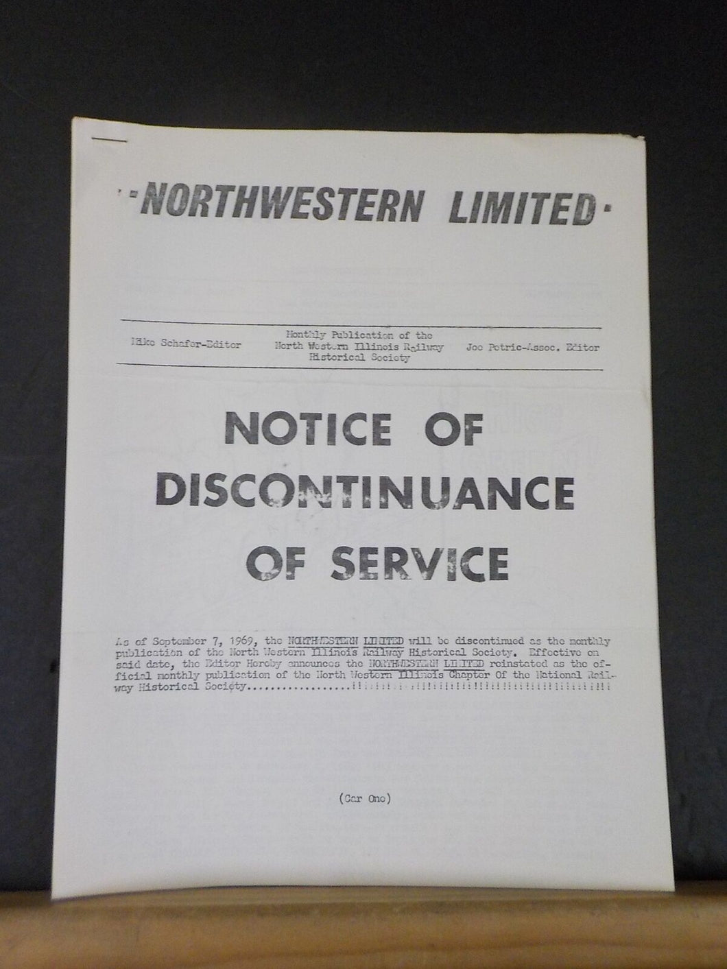 Northwestern Limited Vol 1 #7 September 1969 North Western Illinois Railway Hist